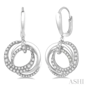 1 1/6 Ctw Round Cut Diamond Earrings in 14K White Gold