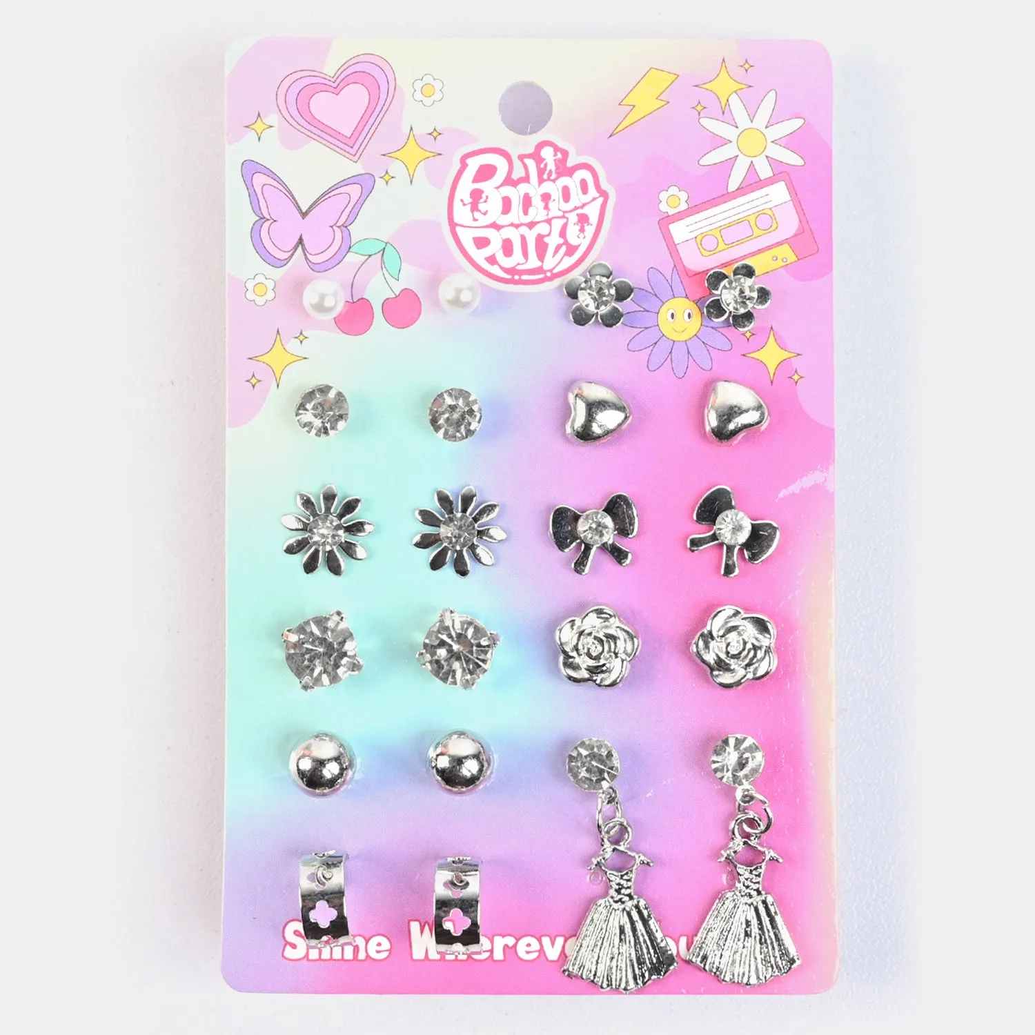 12 Pairs Charming Ears Studs/Tops For Girls