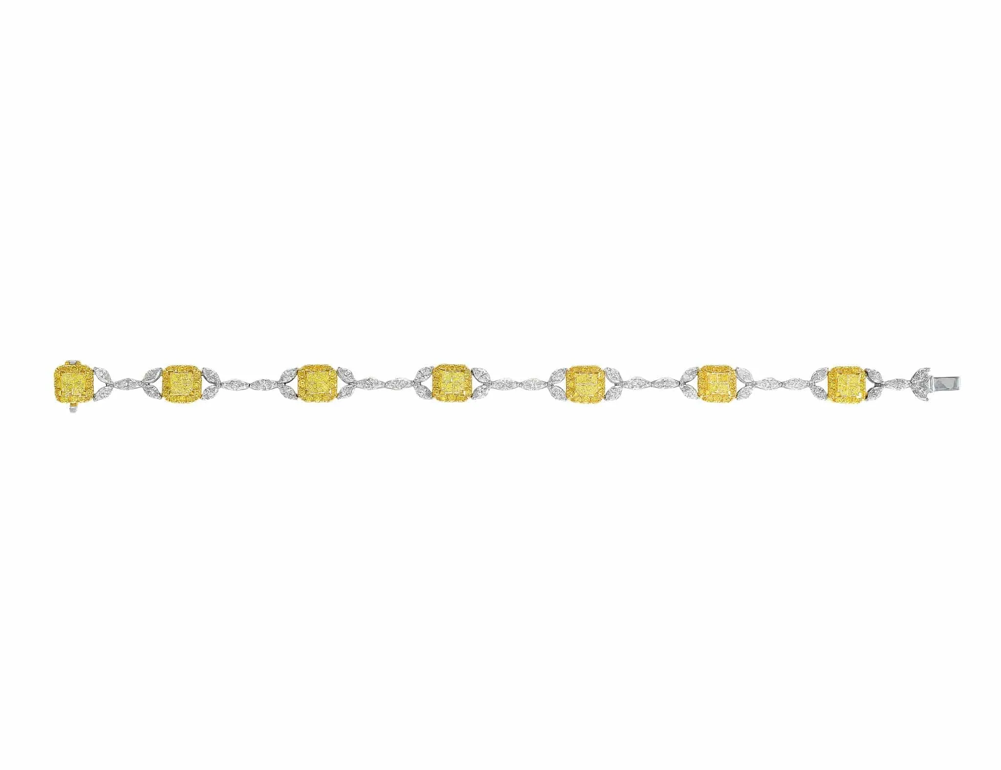 18k White Yellow Gold Delicate Fancy Diamond Bracelet