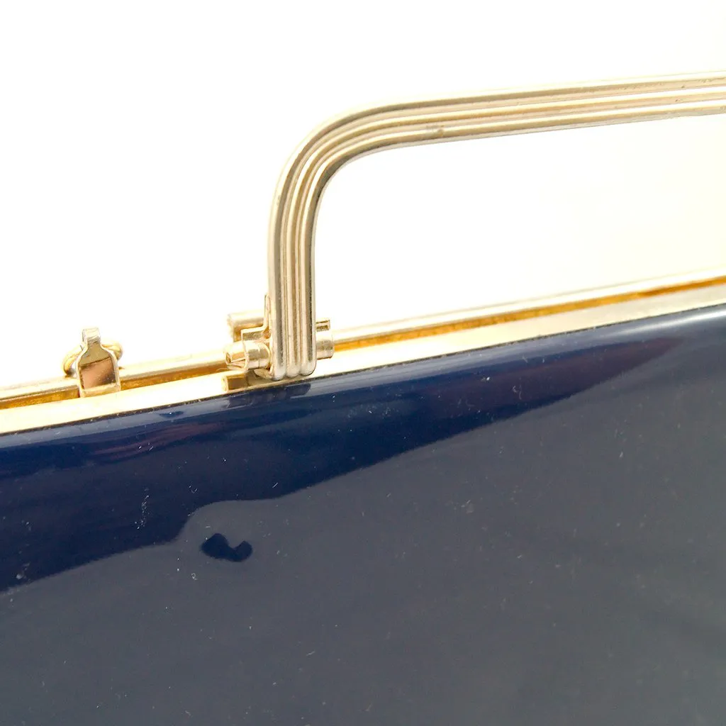 1950s Navy Patent Clutch Bag