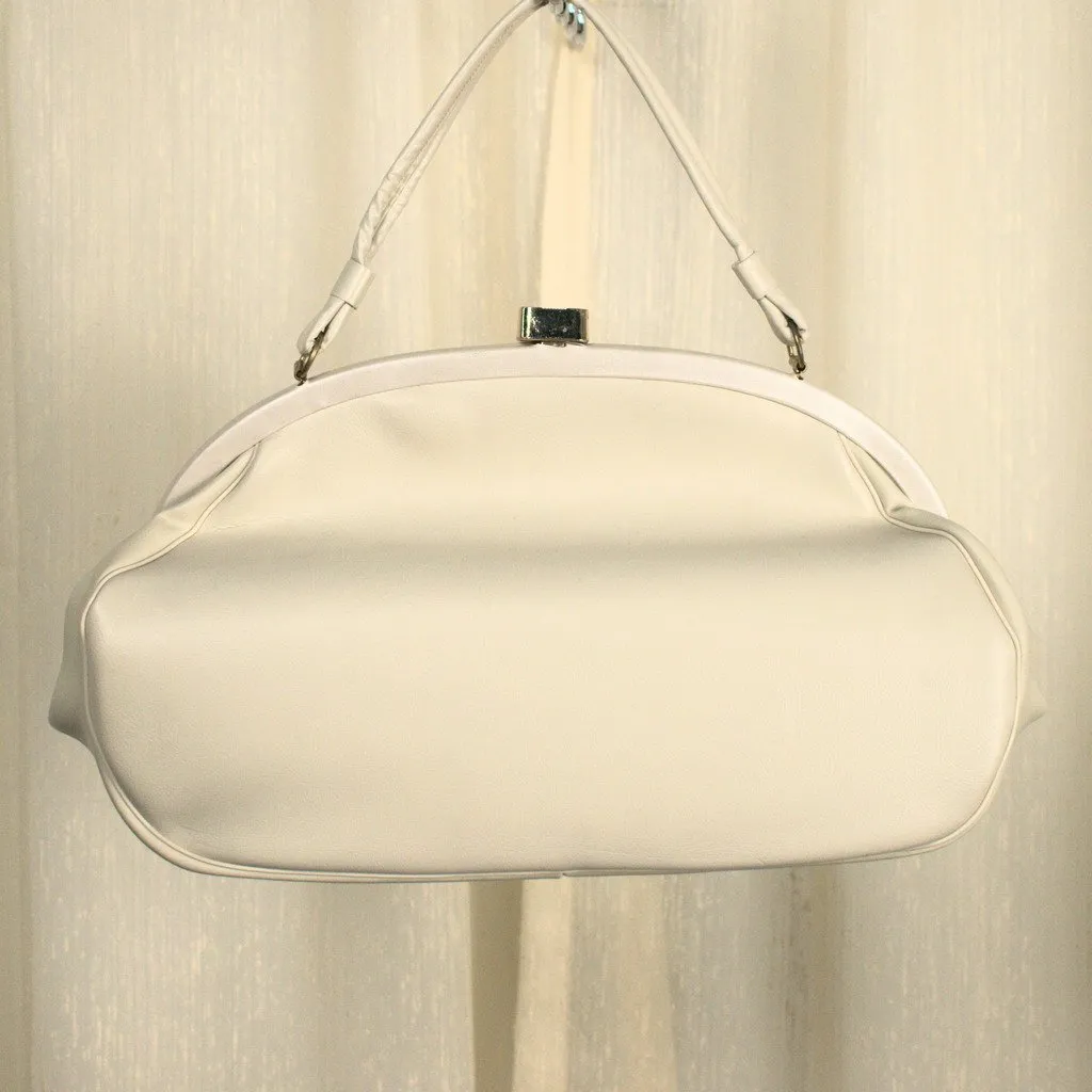 1950s Rounded Beige Handbag