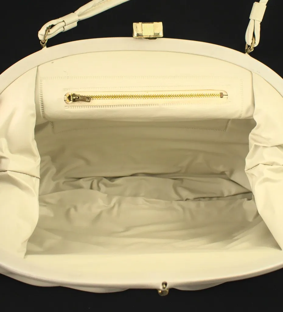 1950s Rounded Beige Handbag