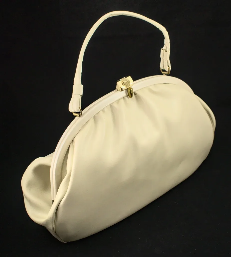 1950s Rounded Beige Handbag