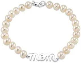 6.0-6.5mm White Freshwater Cultured Pearl Mom Bracelet