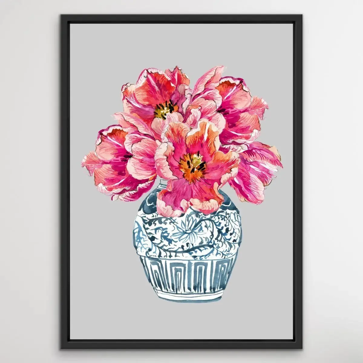 A Table In The Sun- Turquoise Pink Vase Painting Graphic Wall Art Print Canvas