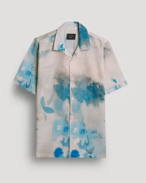 Abstract printed linen shirt for men