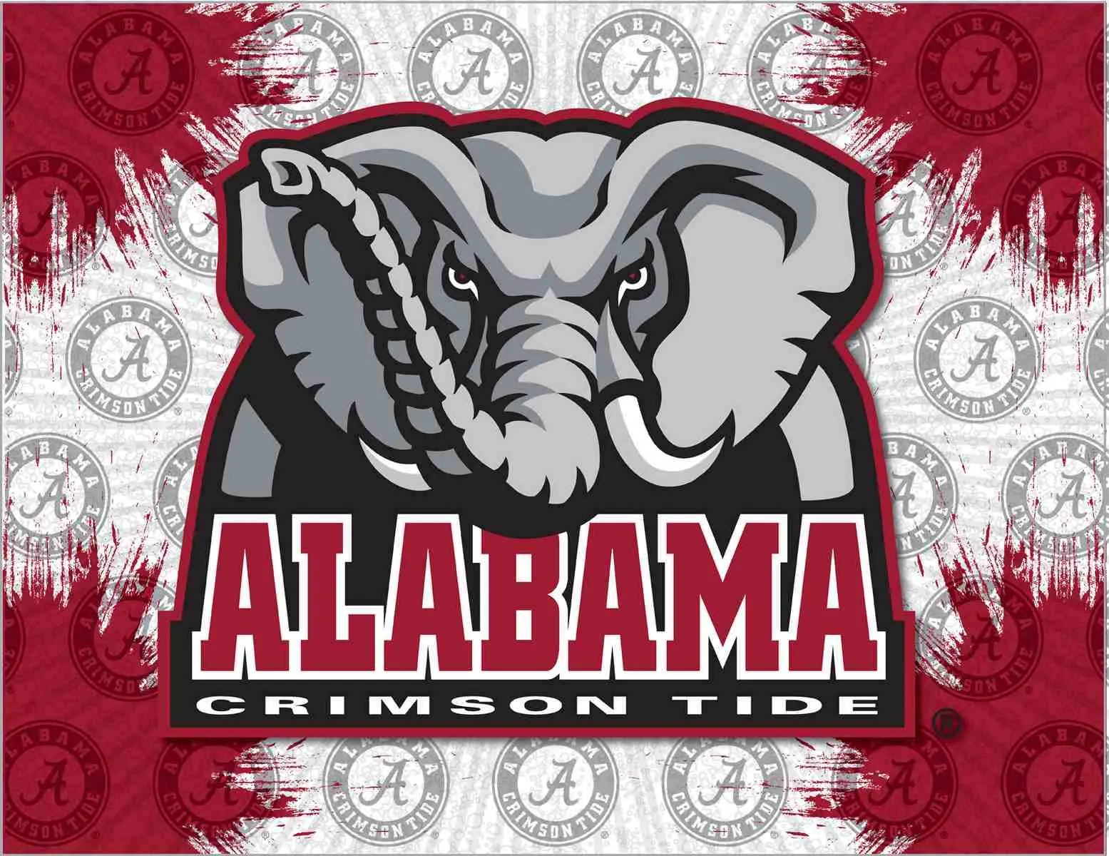 Alabama Crimson Tide HBS Gray Red Elephant Wall Canvas Art Picture Print