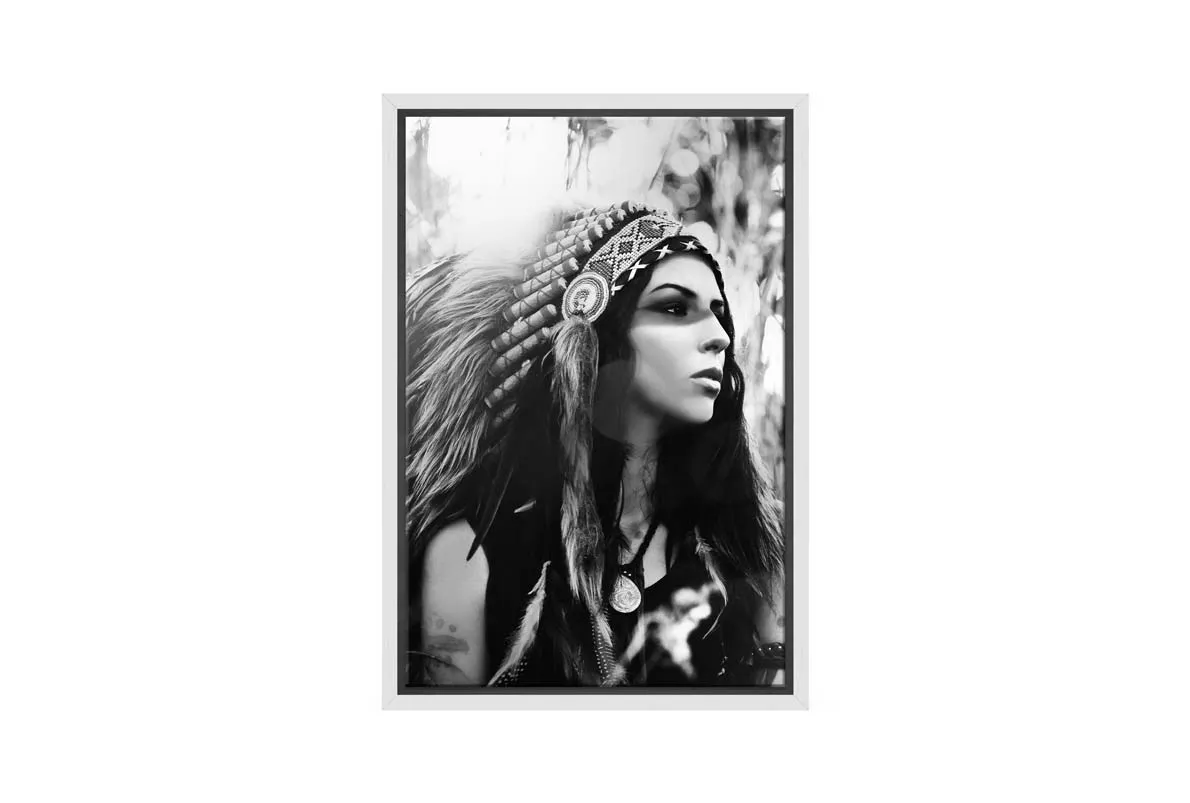 American Indian in Headdress Portrait | Canvas Wall Art Print