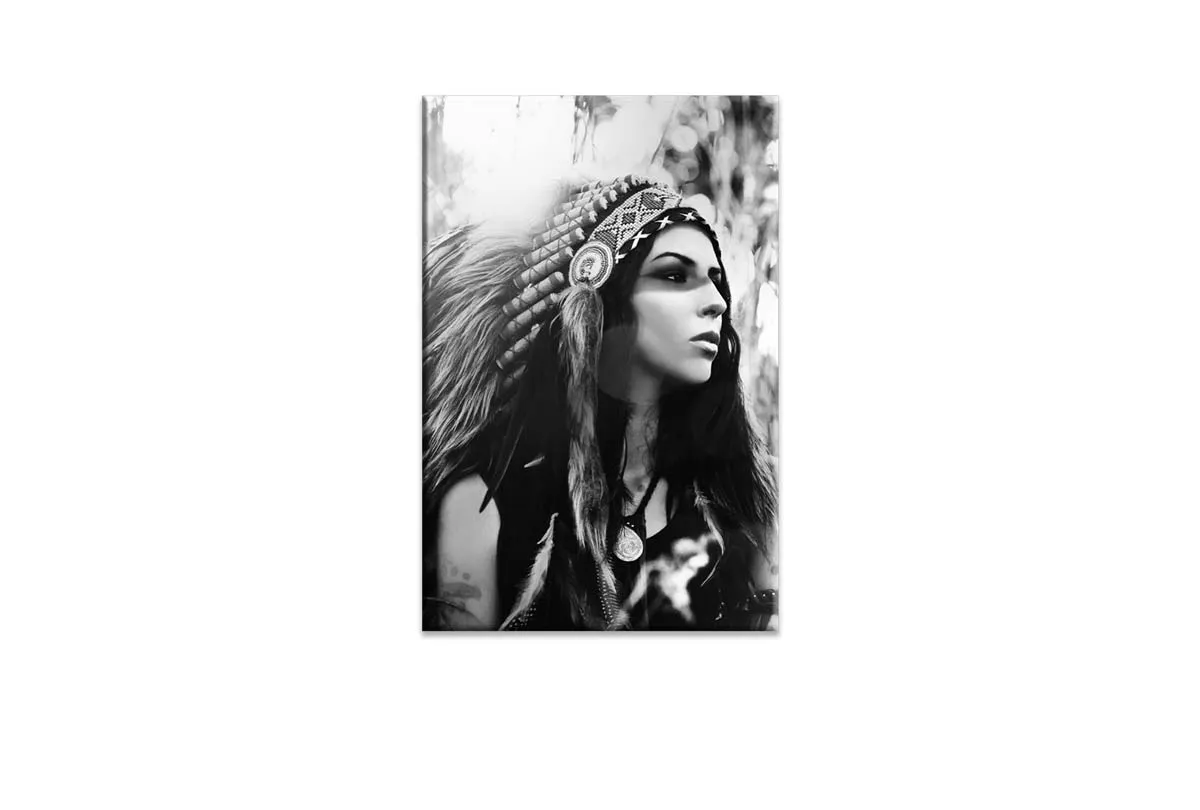 American Indian in Headdress Portrait | Canvas Wall Art Print