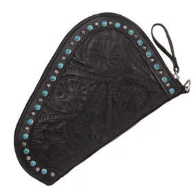 American West Womens Padded Concho Black Leather Pistol Case