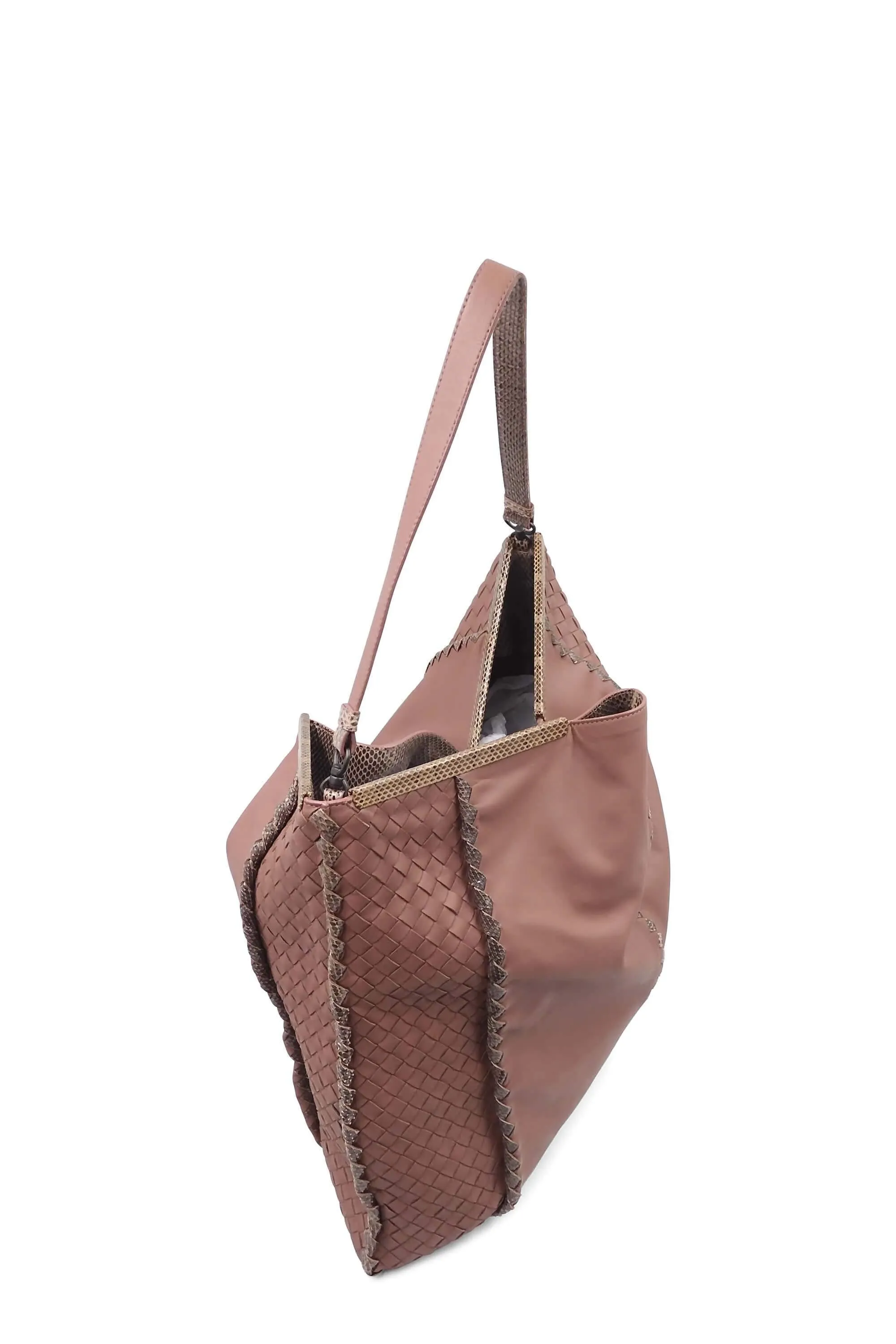 Ayers-Trimmed Intrecciato Tote Rosy Brown