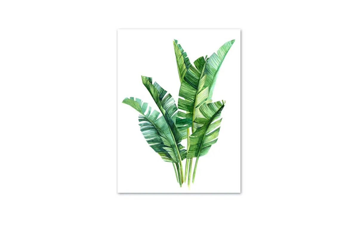 Banana Leaves in Watercolour | Canvas Wall Art Print