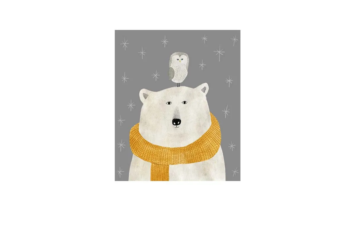 Bear With Owl | | Canvas Wall Art Print