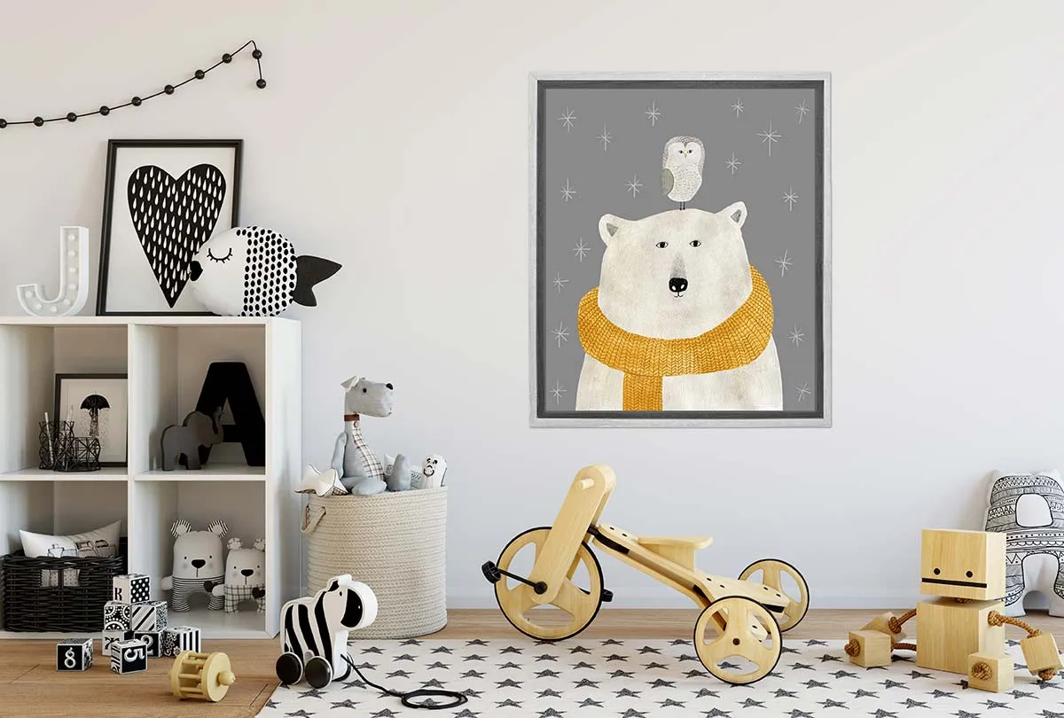 Bear With Owl | | Canvas Wall Art Print