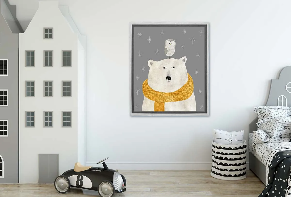 Bear With Owl | | Canvas Wall Art Print