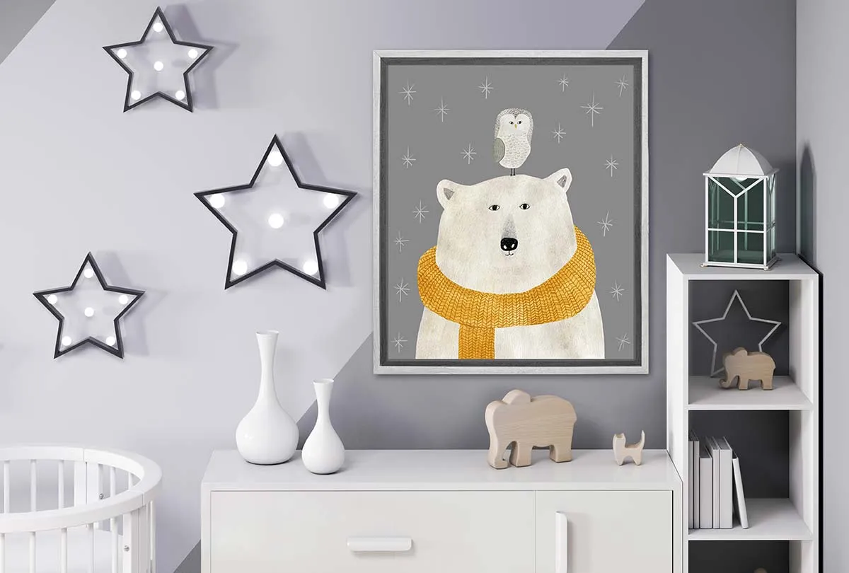 Bear With Owl | | Canvas Wall Art Print