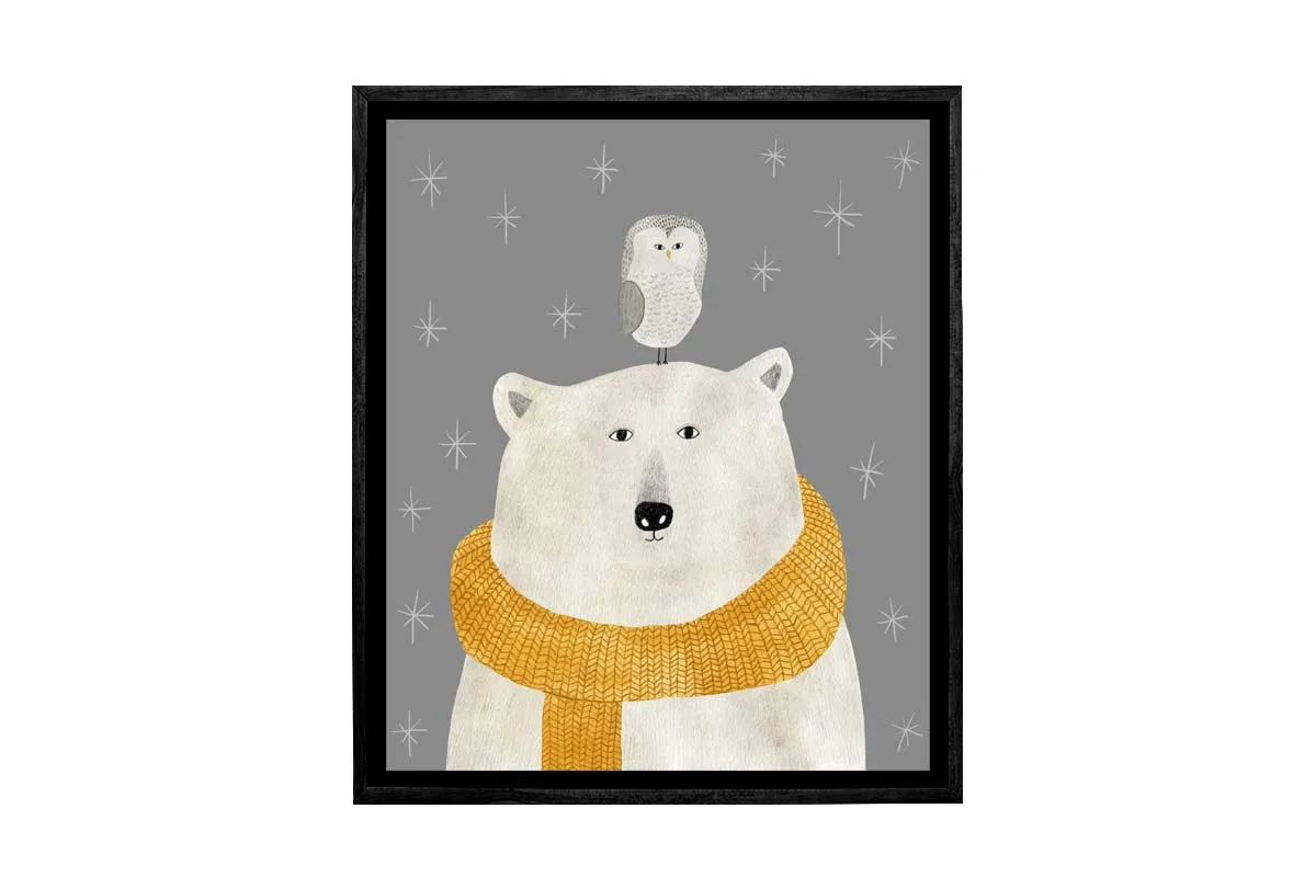 Bear With Owl | | Canvas Wall Art Print