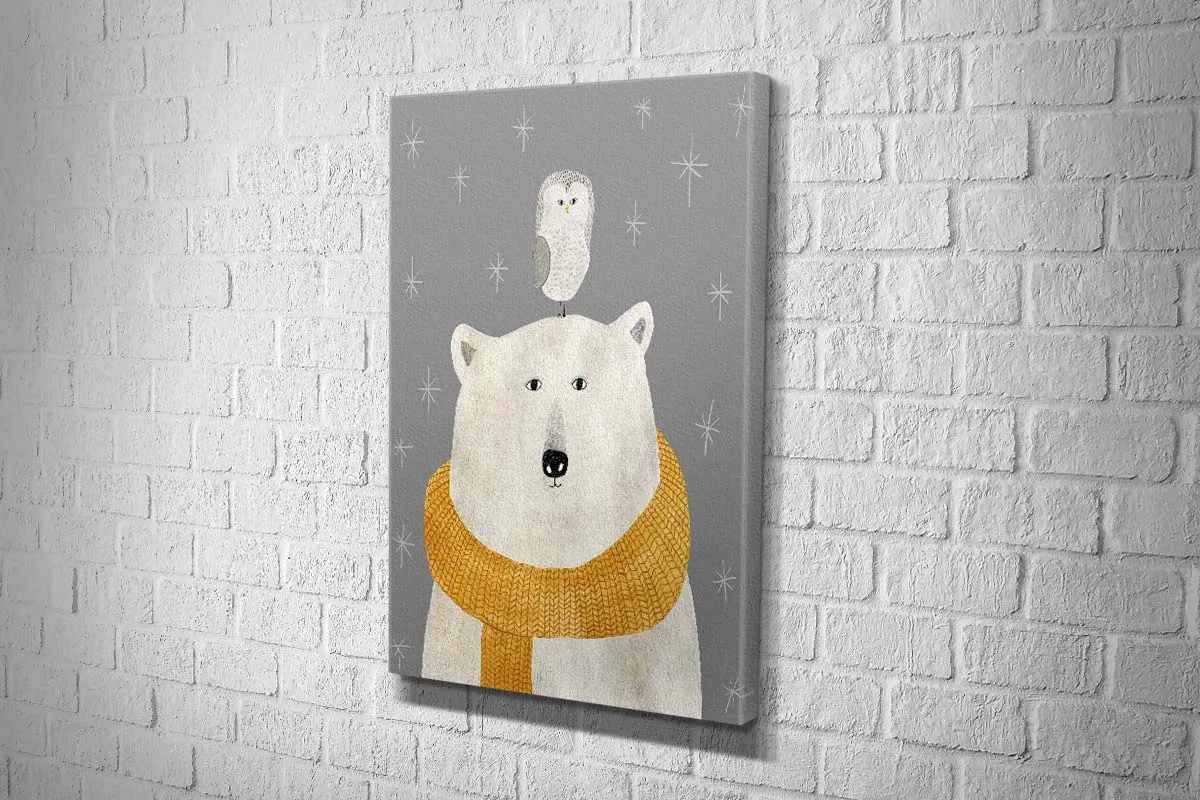 Bear With Owl | | Canvas Wall Art Print