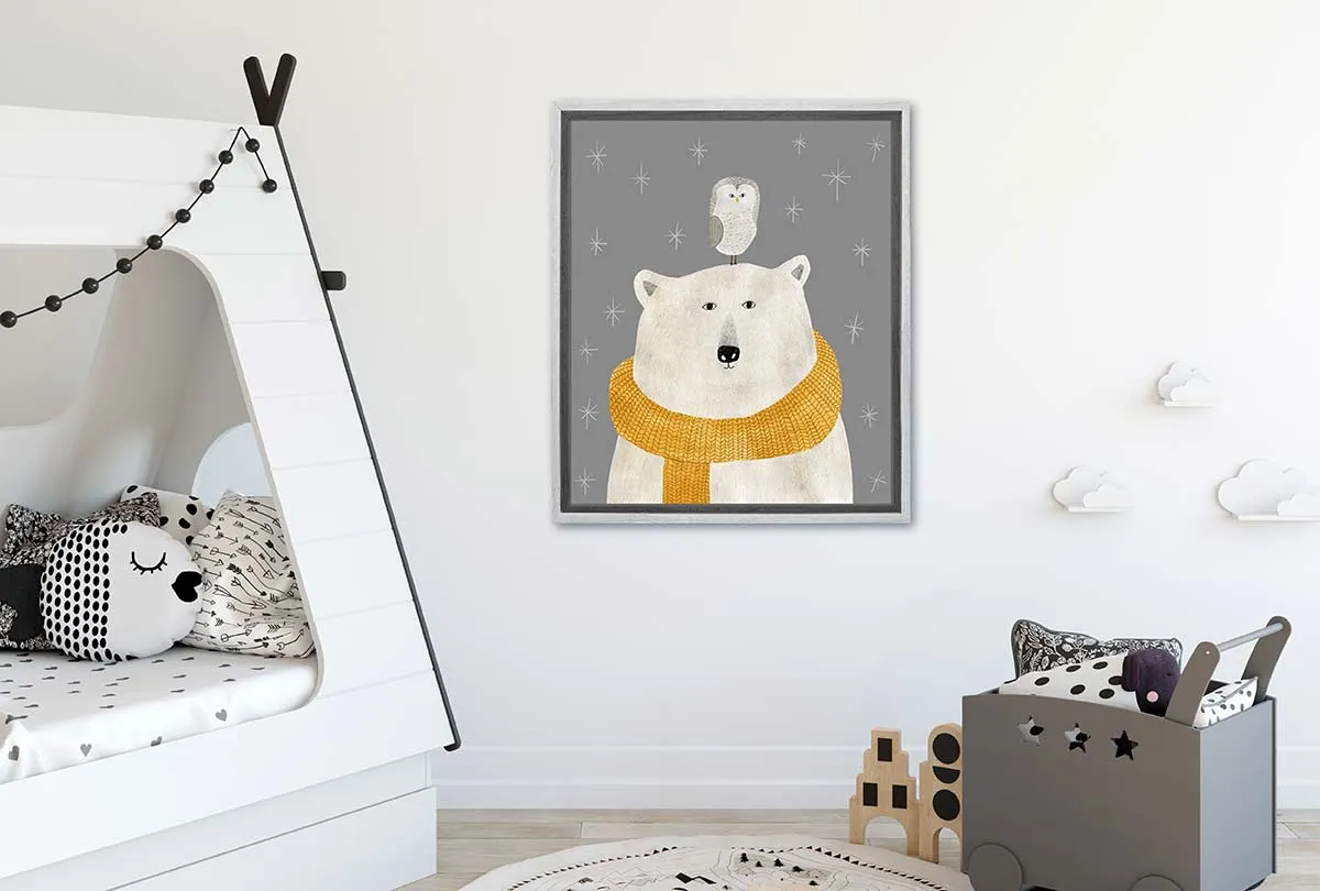 Bear With Owl | | Canvas Wall Art Print