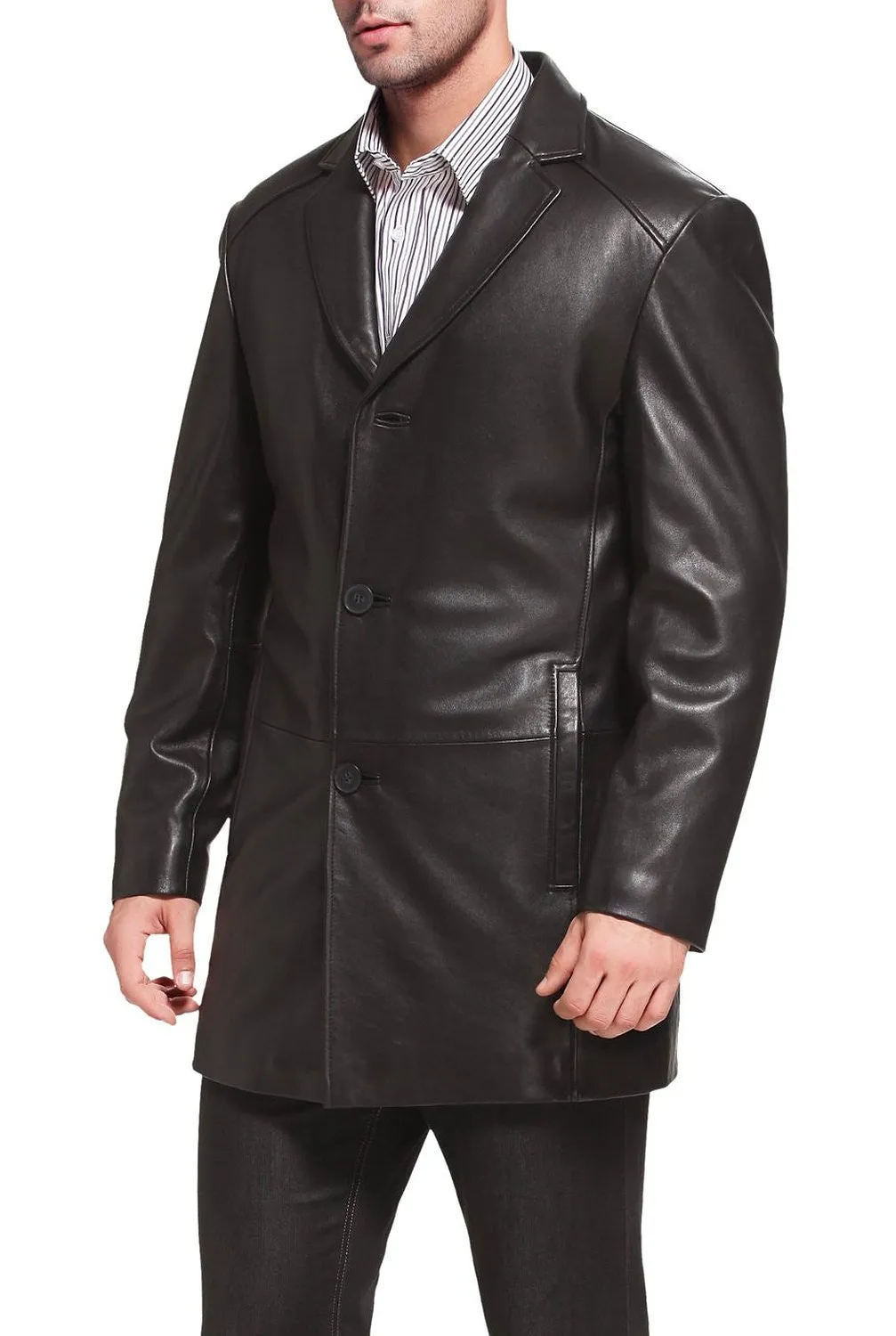 BGSD Men Carter Three-Button New Zealand Lambskin Car Coat