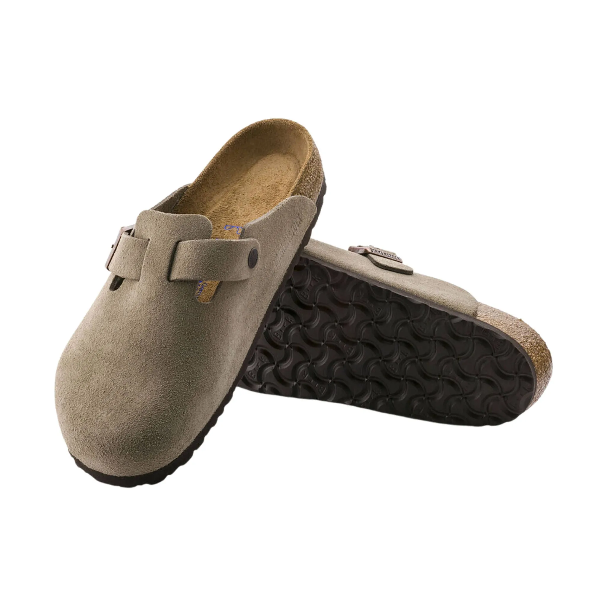 Unisex Birkenstock Boston Soft Footbed Suede Clogs in Taupe Beige