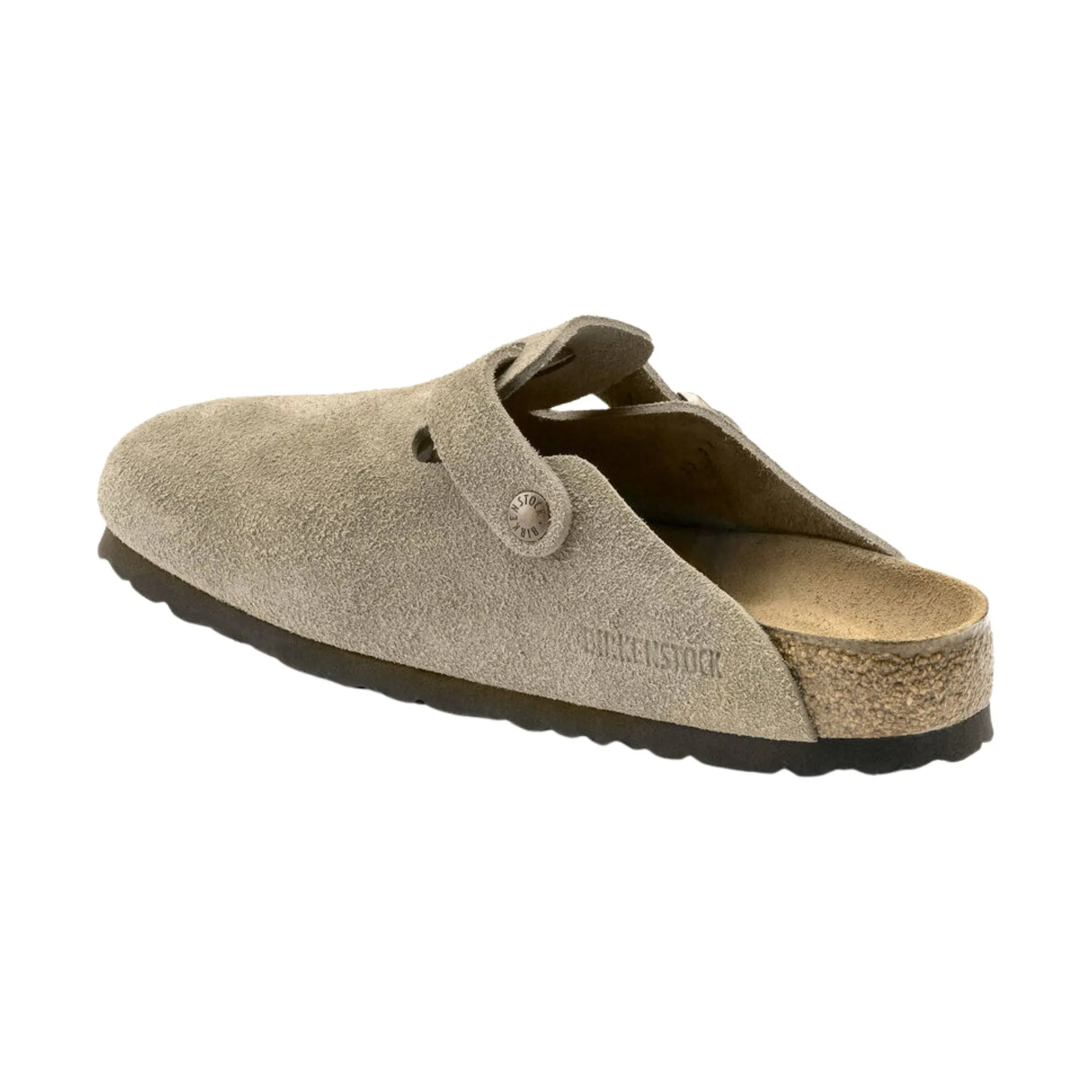 Unisex Birkenstock Boston Soft Footbed Suede Clogs in Taupe Beige