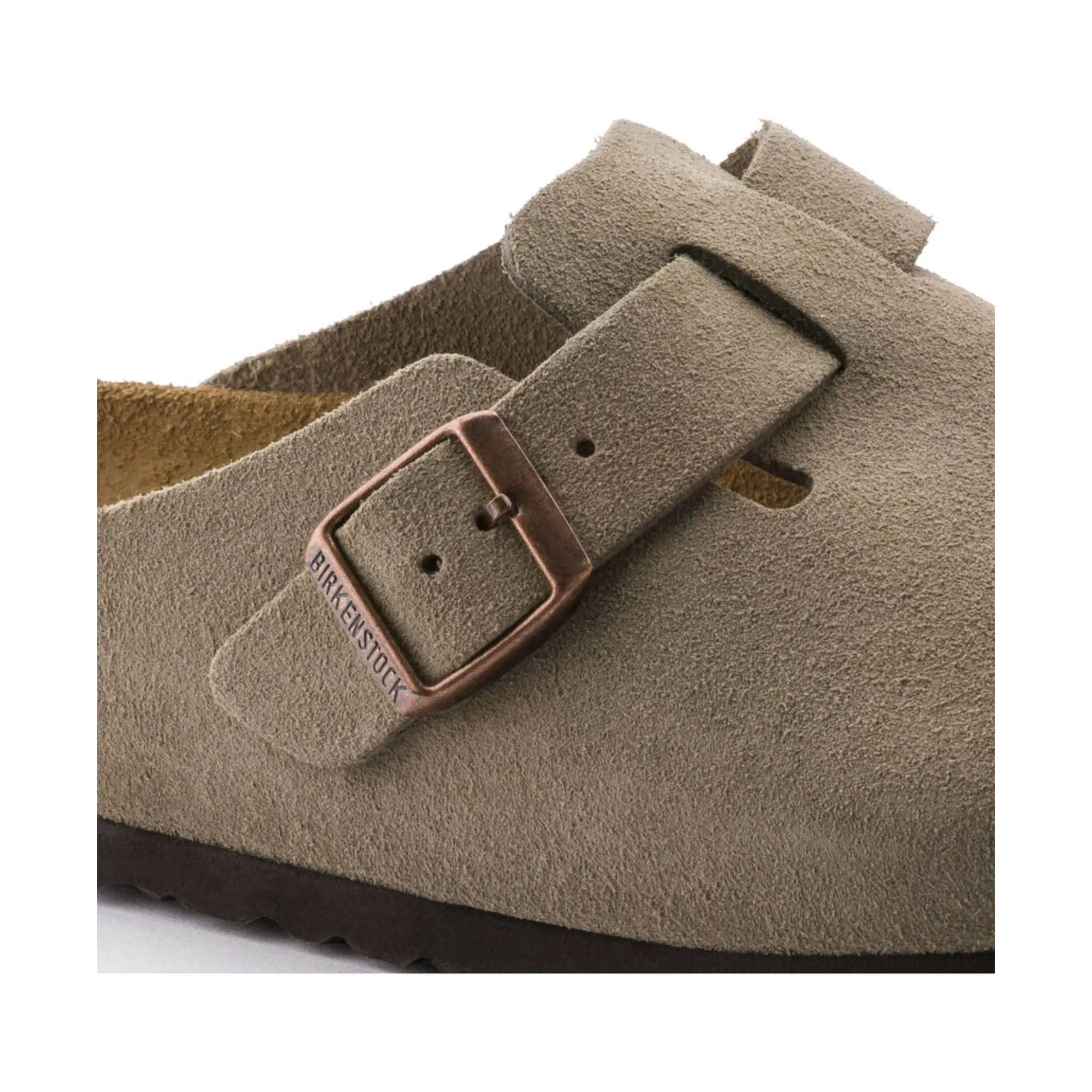 Unisex Birkenstock Boston Soft Footbed Suede Clogs in Taupe Beige