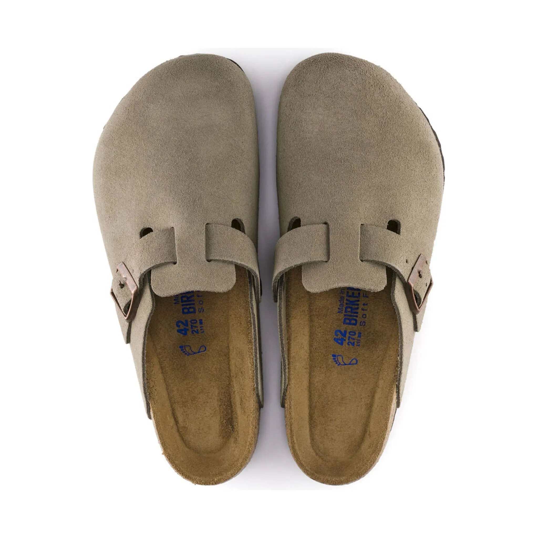 Unisex Birkenstock Boston Soft Footbed Suede Clogs in Taupe Beige