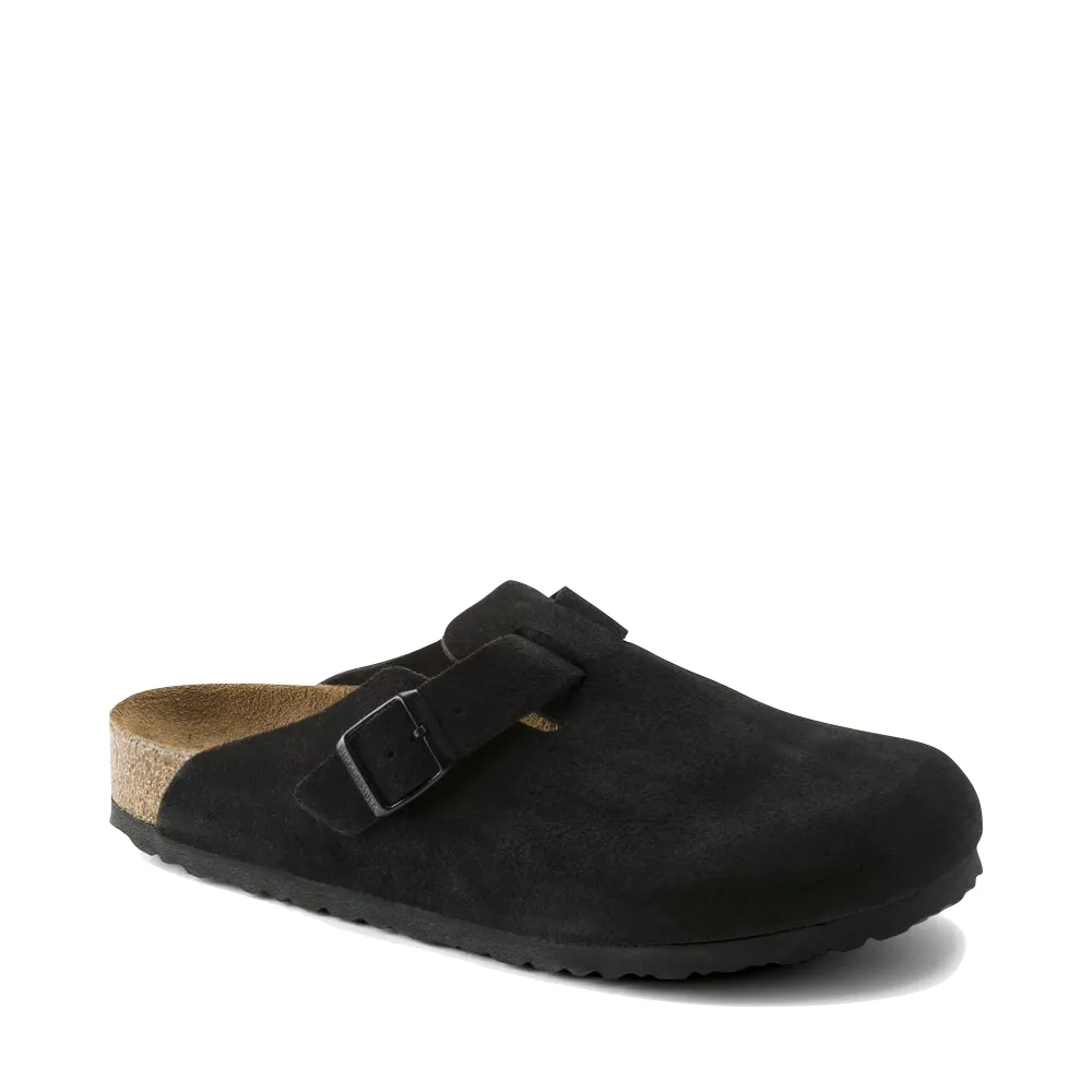 Birkenstock Boston Suede Soft Footbed Clog in Black