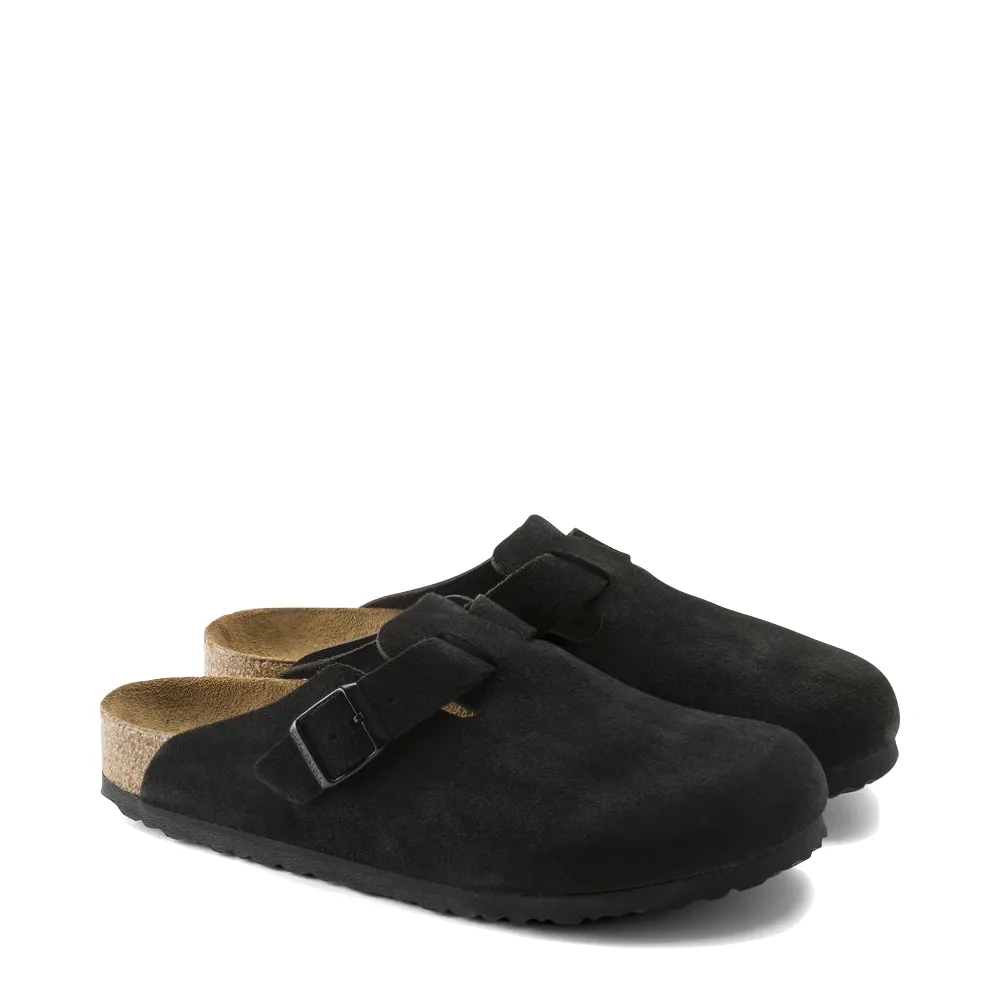 Birkenstock Boston Suede Soft Footbed Clog in Black