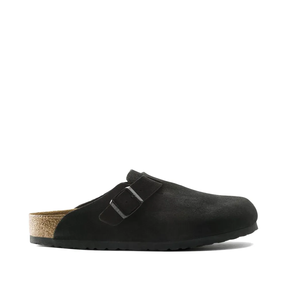 Birkenstock Boston Suede Soft Footbed Clog in Black