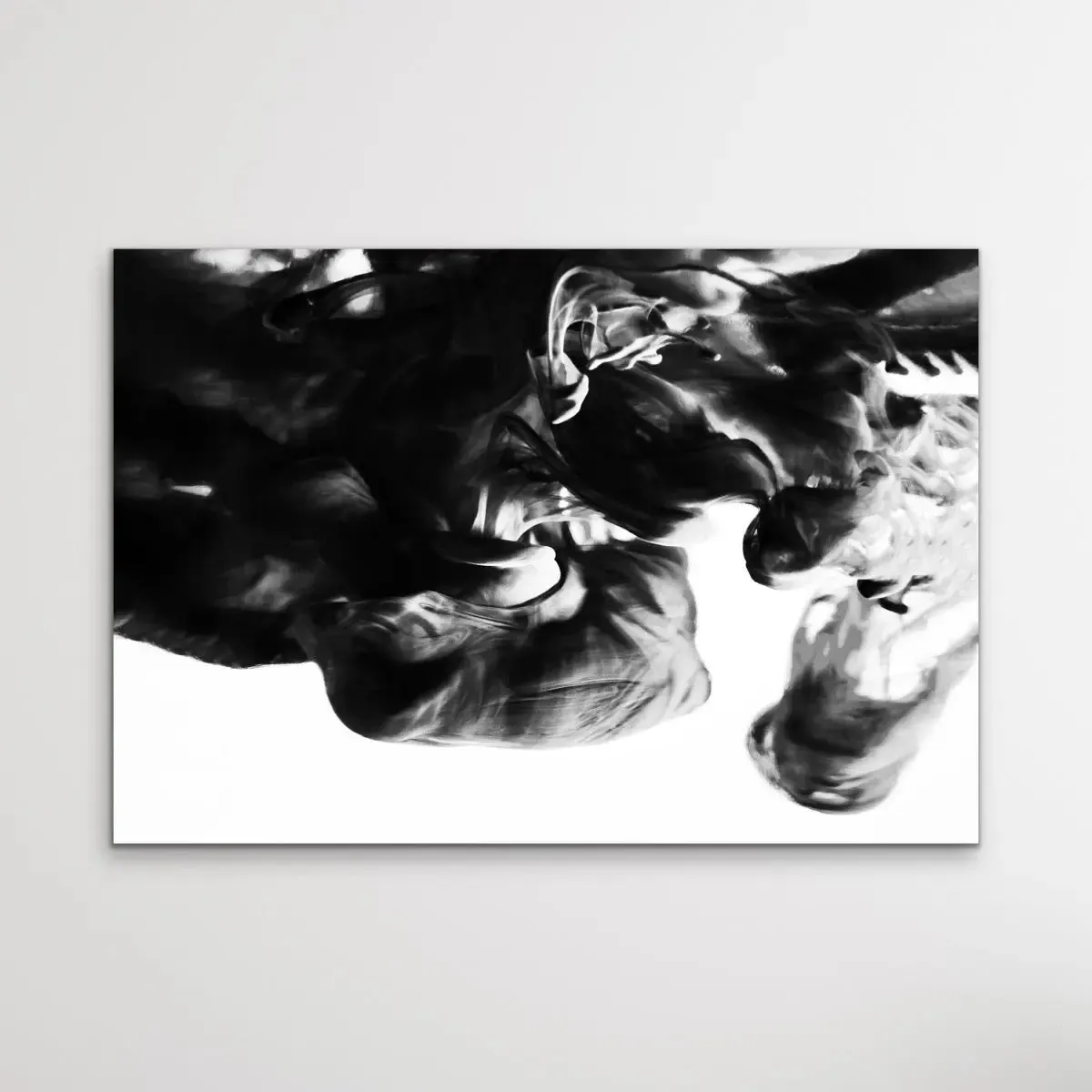 Black and White Abstract Suspension - Photographic Print Cloudy Wall Art Stretched Canvas