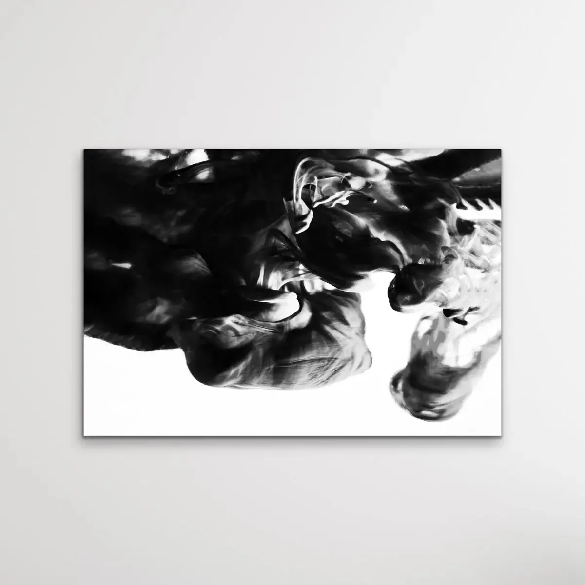 Black and White Abstract Suspension - Photographic Print Cloudy Wall Art Stretched Canvas