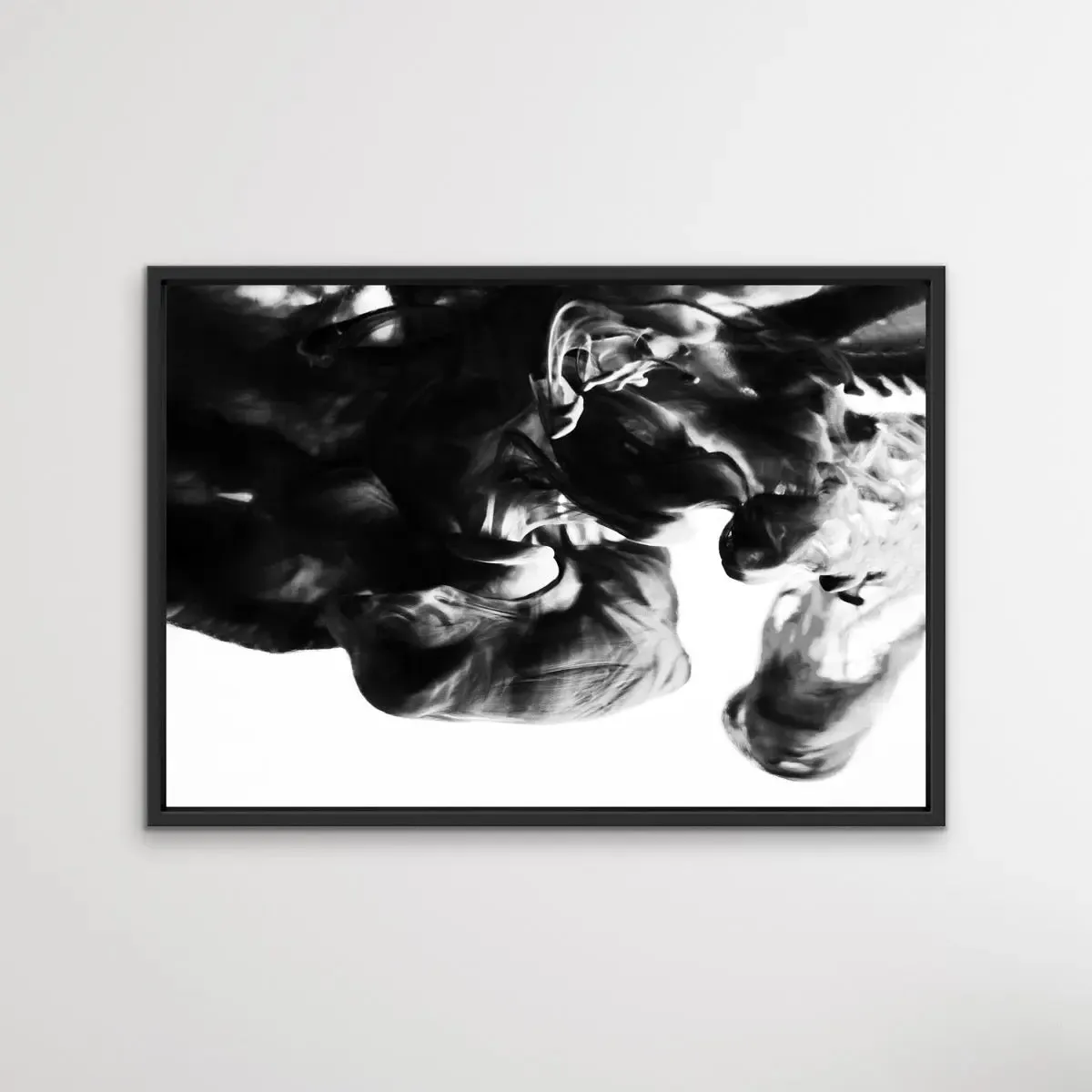 Black and White Abstract Suspension - Photographic Print Cloudy Wall Art Stretched Canvas