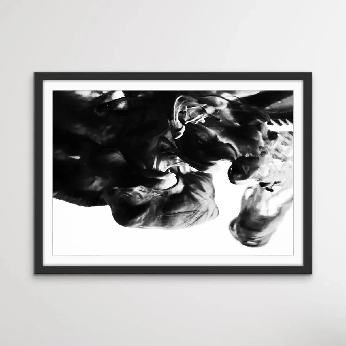 Black and White Abstract Suspension - Photographic Print Cloudy Wall Art Stretched Canvas