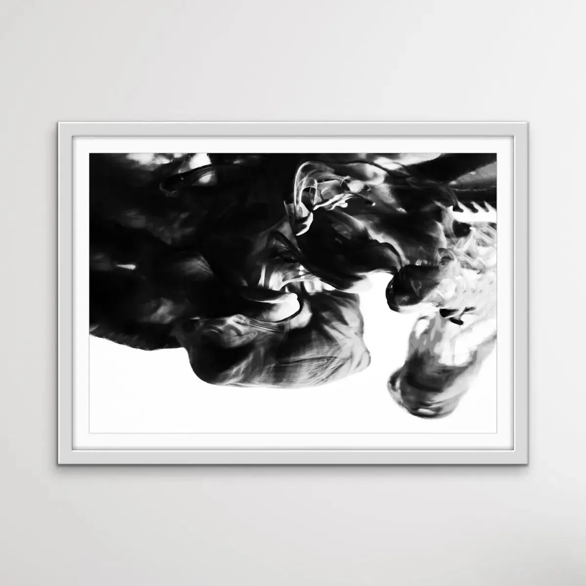 Black and White Abstract Suspension - Photographic Print Cloudy Wall Art Stretched Canvas