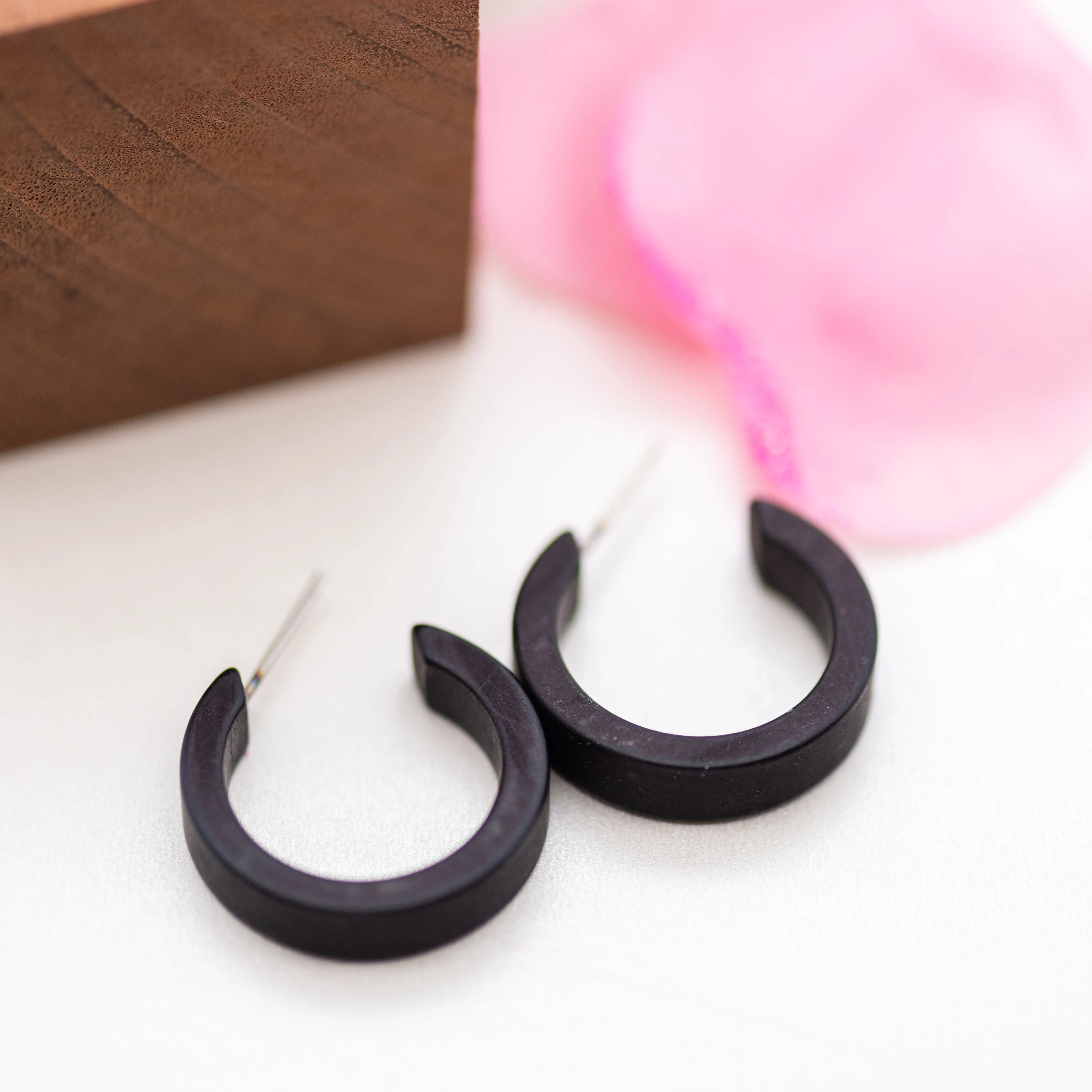 Black Matte Mini Classic Hoop Earrings