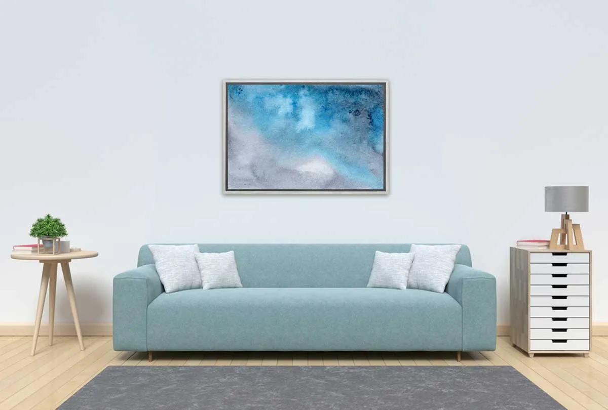 Blue and Grey Watercolour Abstract | Canvas Wall Art Print