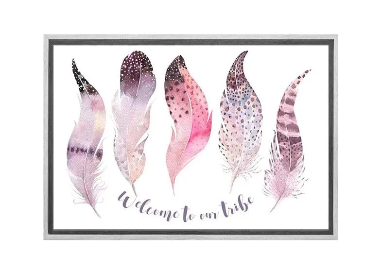 Boho Tribe Feathers | Boho Canvas Wall Art Print