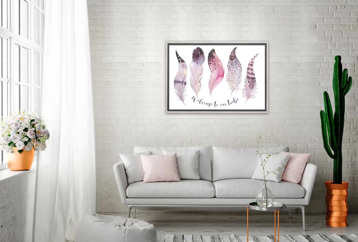 Boho Tribe Feathers | Boho Canvas Wall Art Print