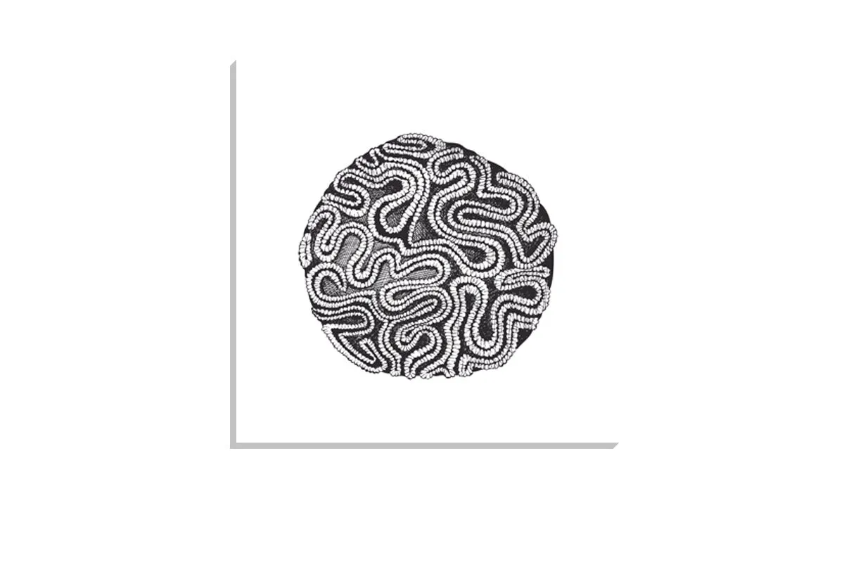 Brain Coral Black on White | Canvas Wall Art Print