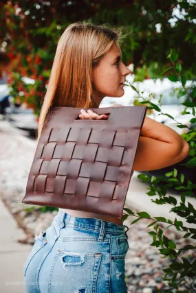 Bria Woven Leather Laptop Tote