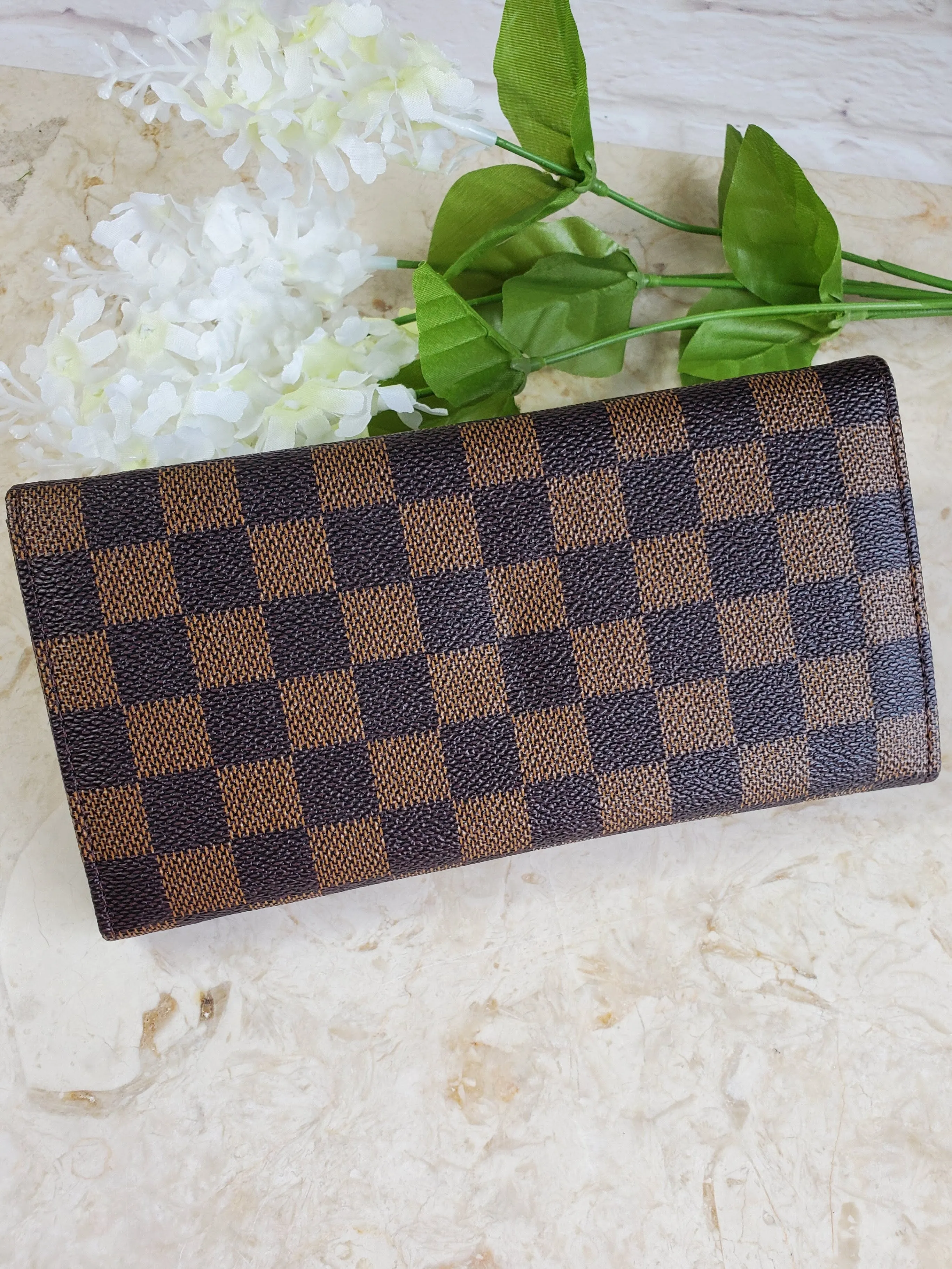 Brown Checkered Large Wallet