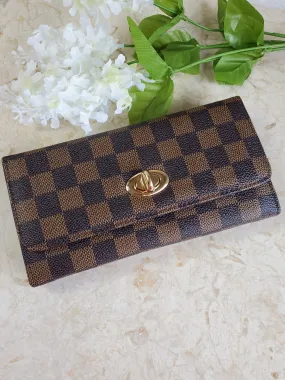 Brown Checkered Large Wallet