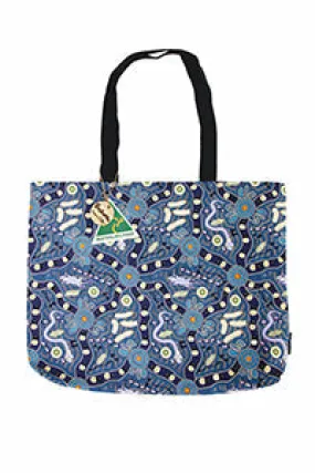 Bush Tucker Blue Cotton Tote Bag Large