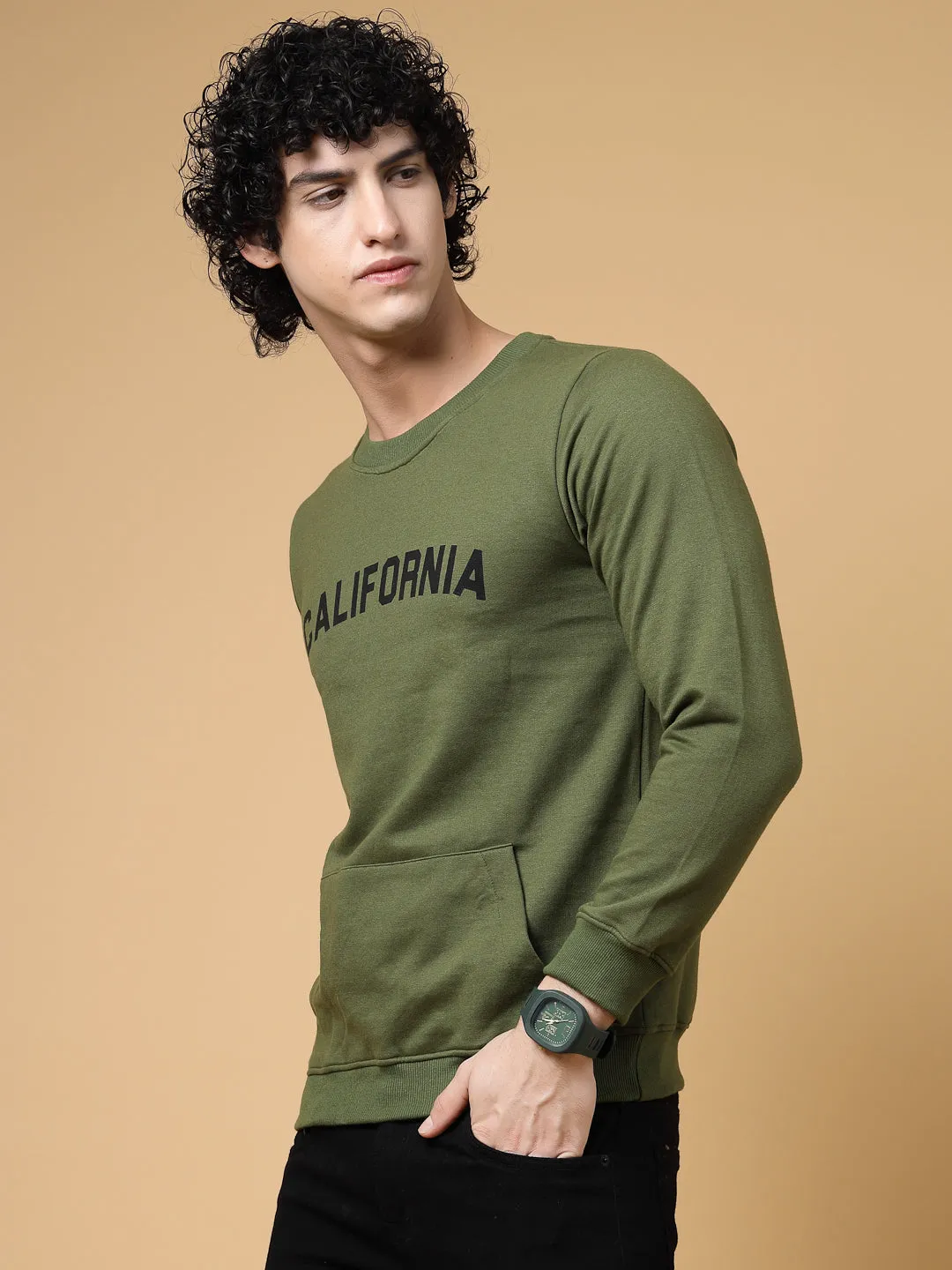 California Round Neck  Fleece Sweatshirt