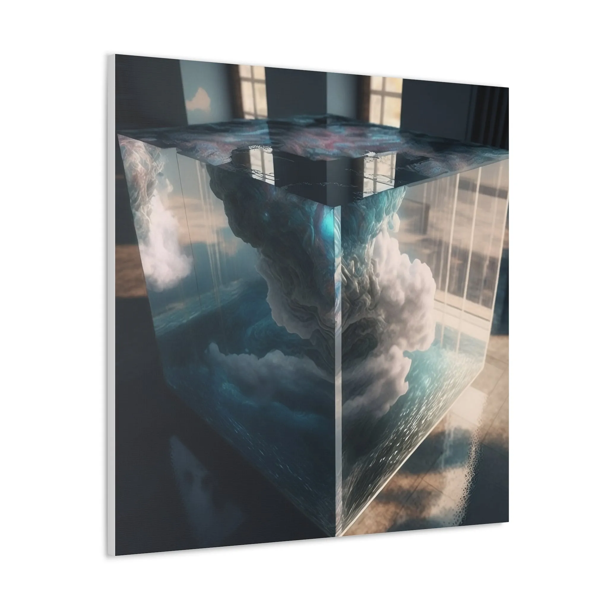 Cloud Cube Encased Galaxy Wall Art Canvas Spiritual Decor