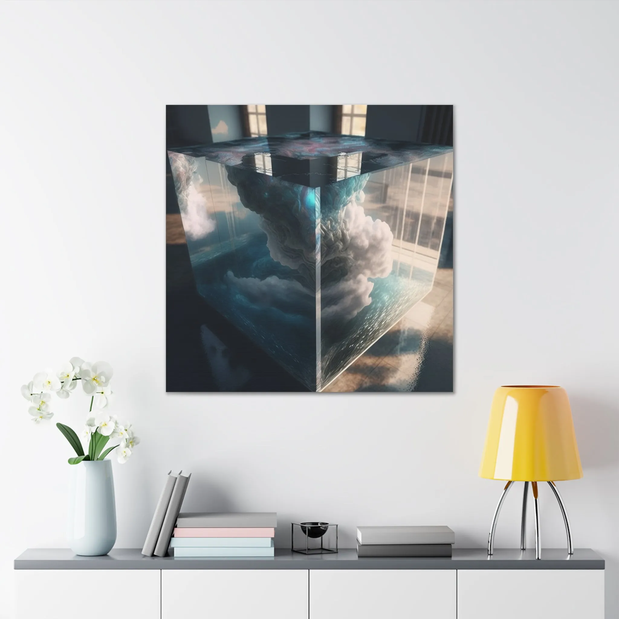 Cloud Cube Encased Galaxy Wall Art Canvas Spiritual Decor