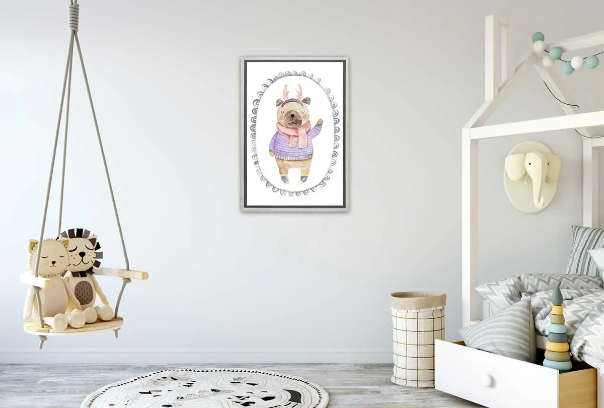 Cute Deer Watercolour | Canvas Wall Art Print