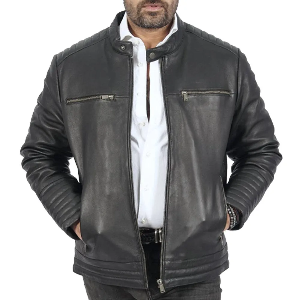 Dave Real Biker Black Leather Jacket